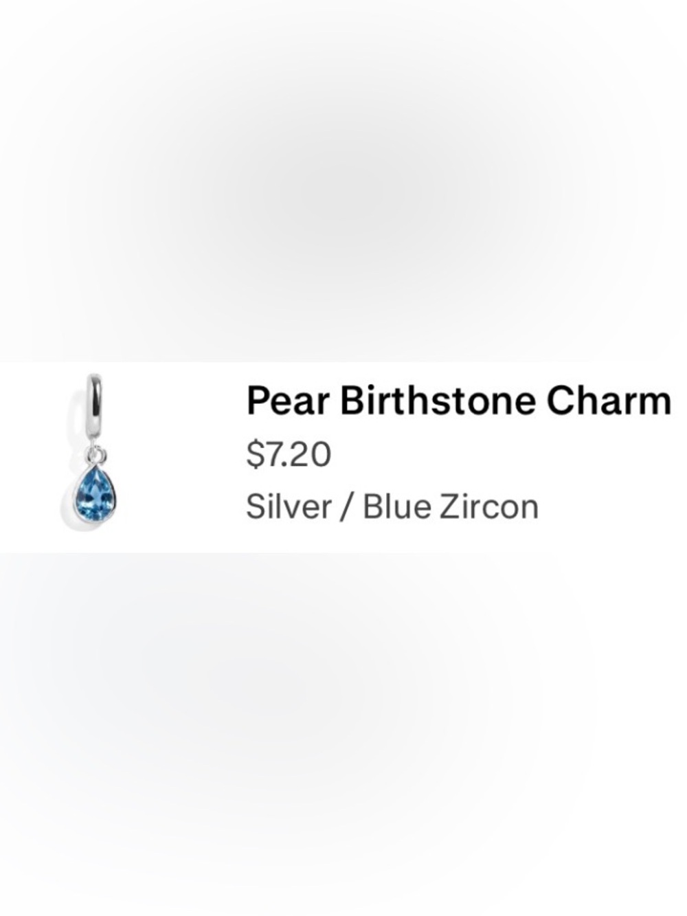 Wear Felicity - Silver Pear Birthstone Charm with Blue Zircon